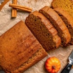 Landscape photo of pumpkin bread.