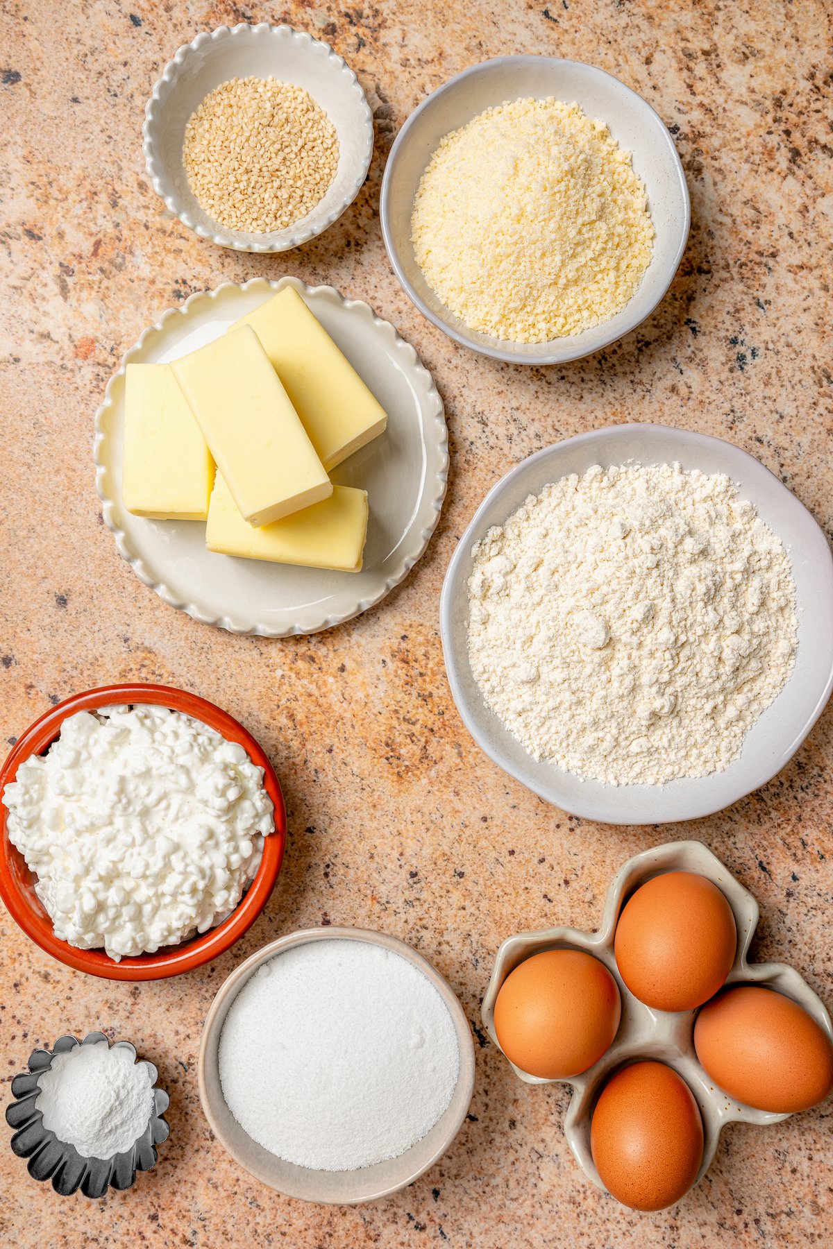 Ingredients for breakfast muffins. 